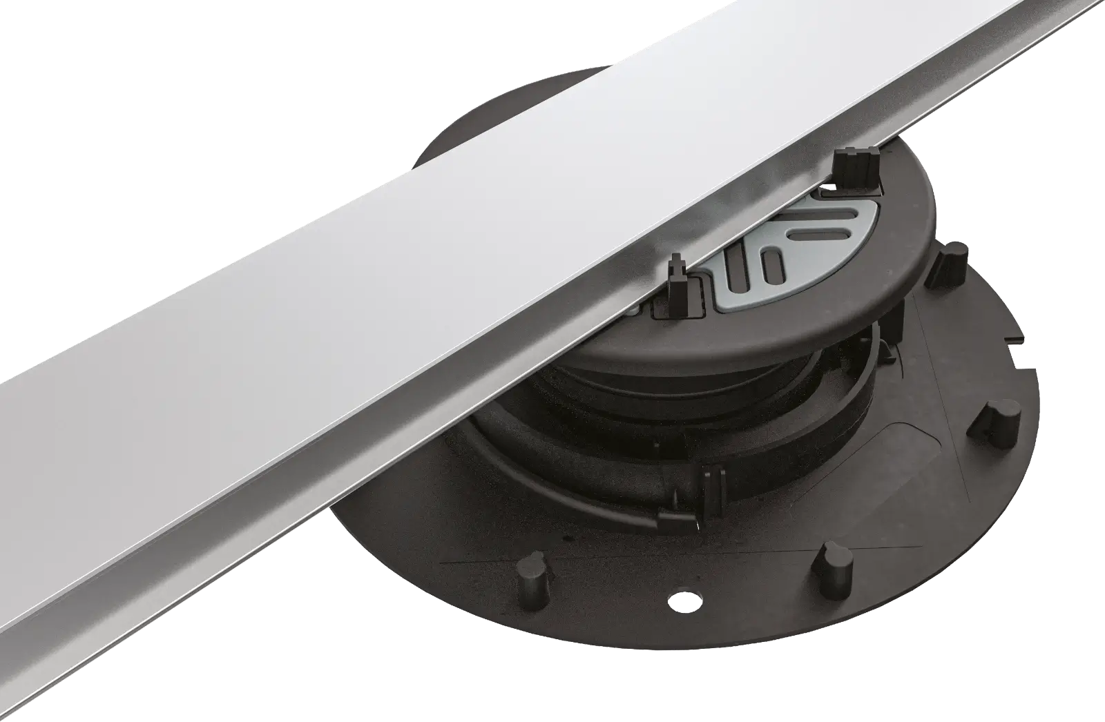 un magatello in alluminio poggiato sopra il supporto Horizon Medium